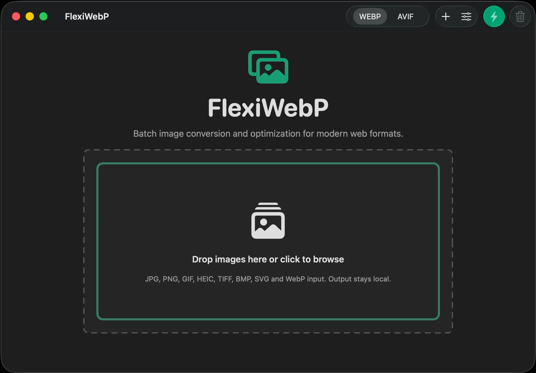 FlexiWebP macOS app preview
